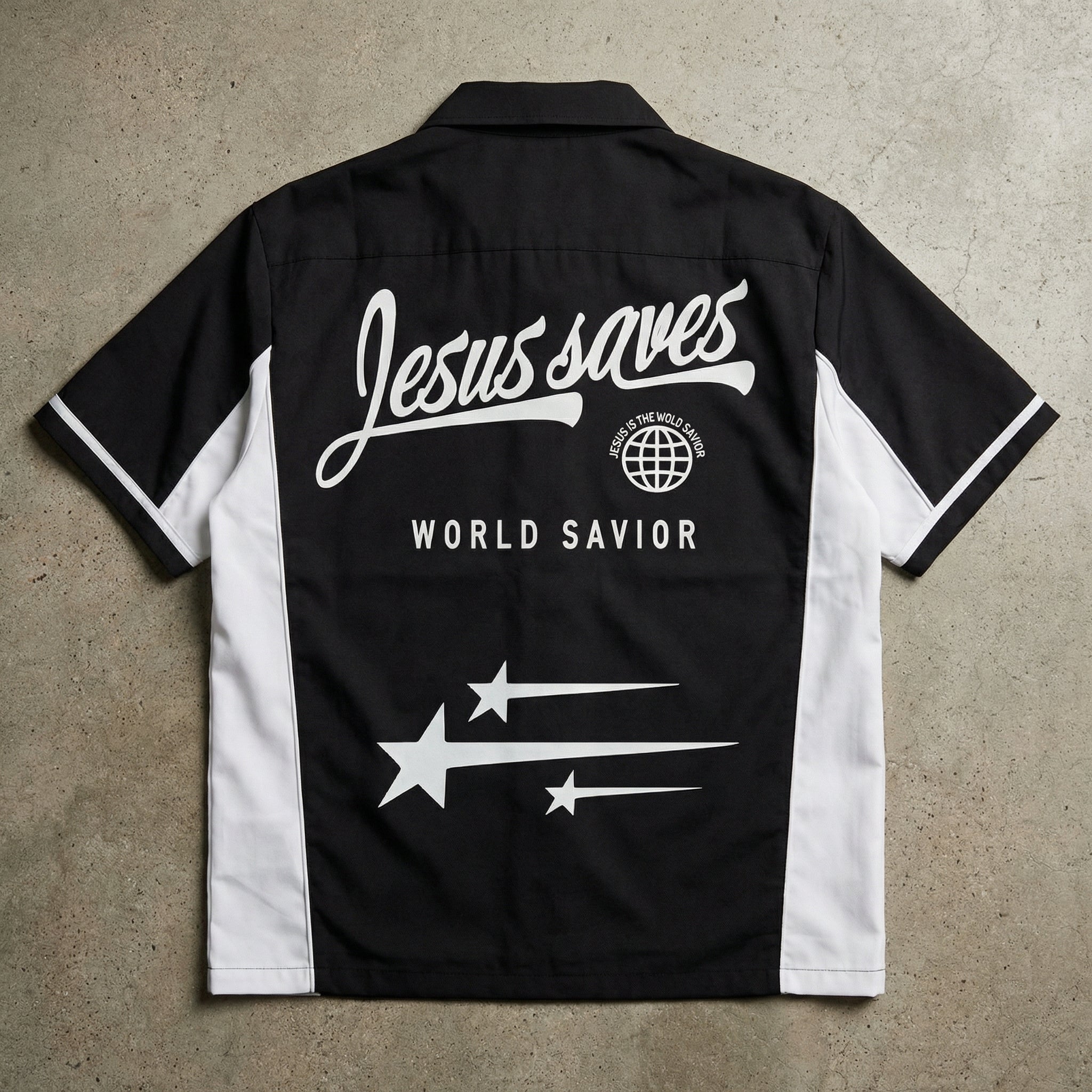 Jesus Saves Contrast Button-Up