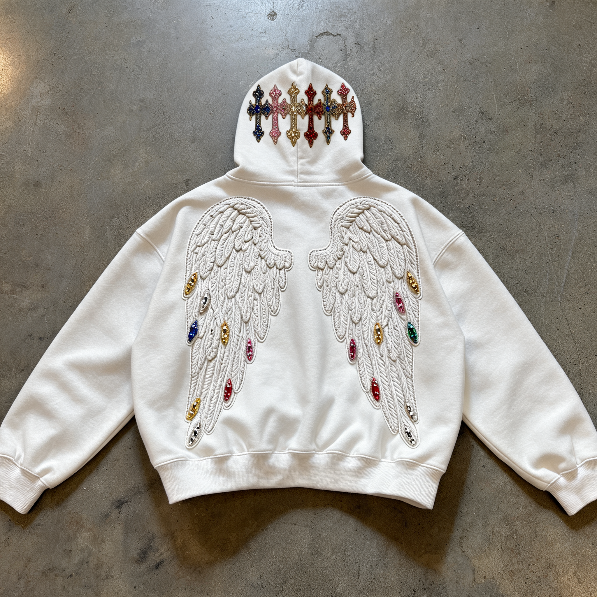 Divine Relic – Embellished Graphic Hoodie